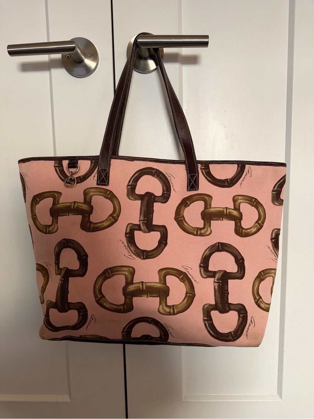 Gucci horse bit  canvas tote - Pink